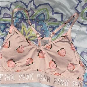pink with peaches sports bra